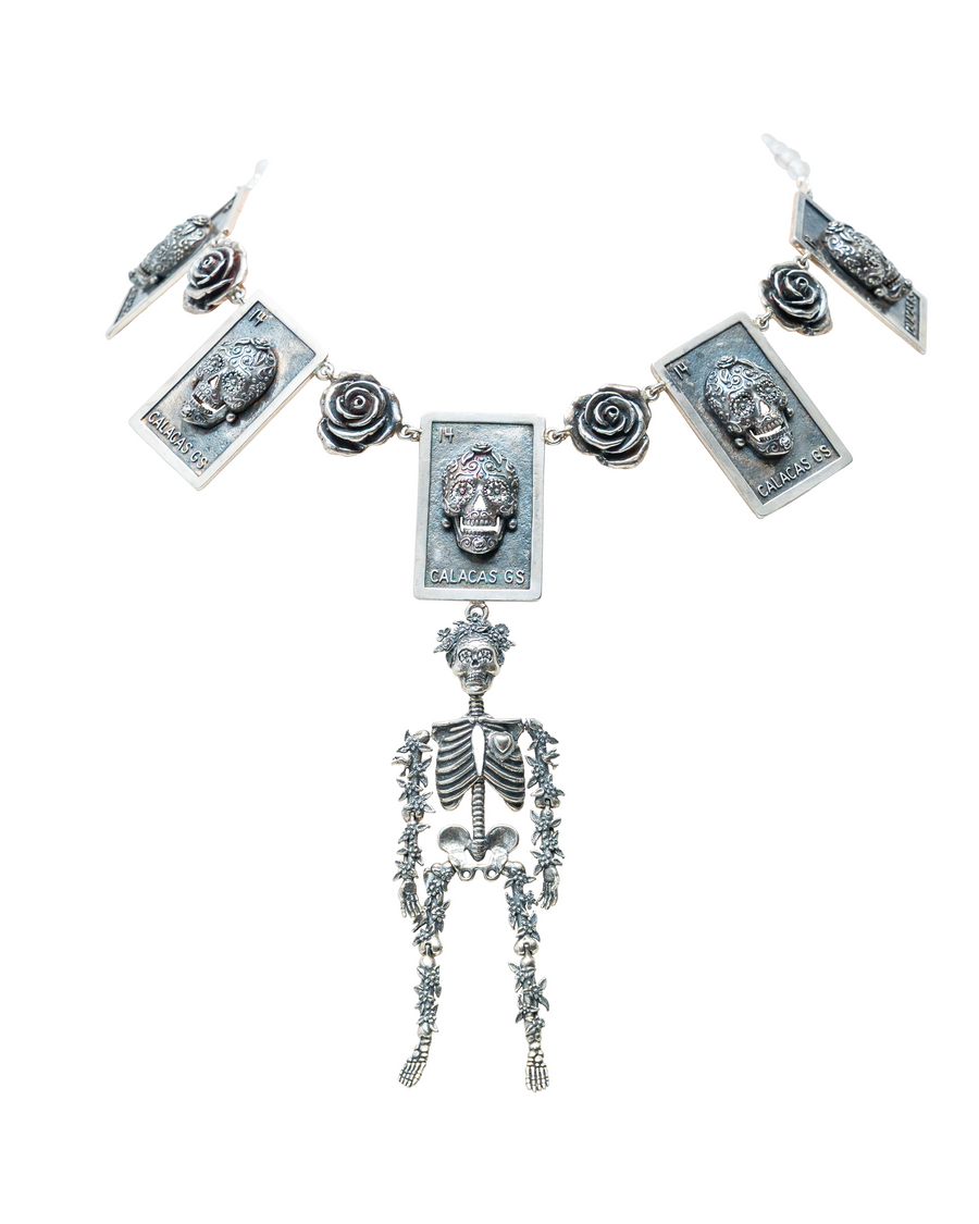 Collar Lotería Baila Catrina, joya de plata .925 – Gabriela Sánchez