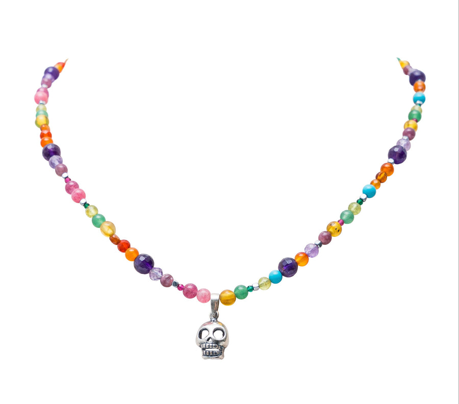 Collar Canto de Azúcar y Flor, joya de plata .925, con dioptasa y amatista – Gabriela Sánchez