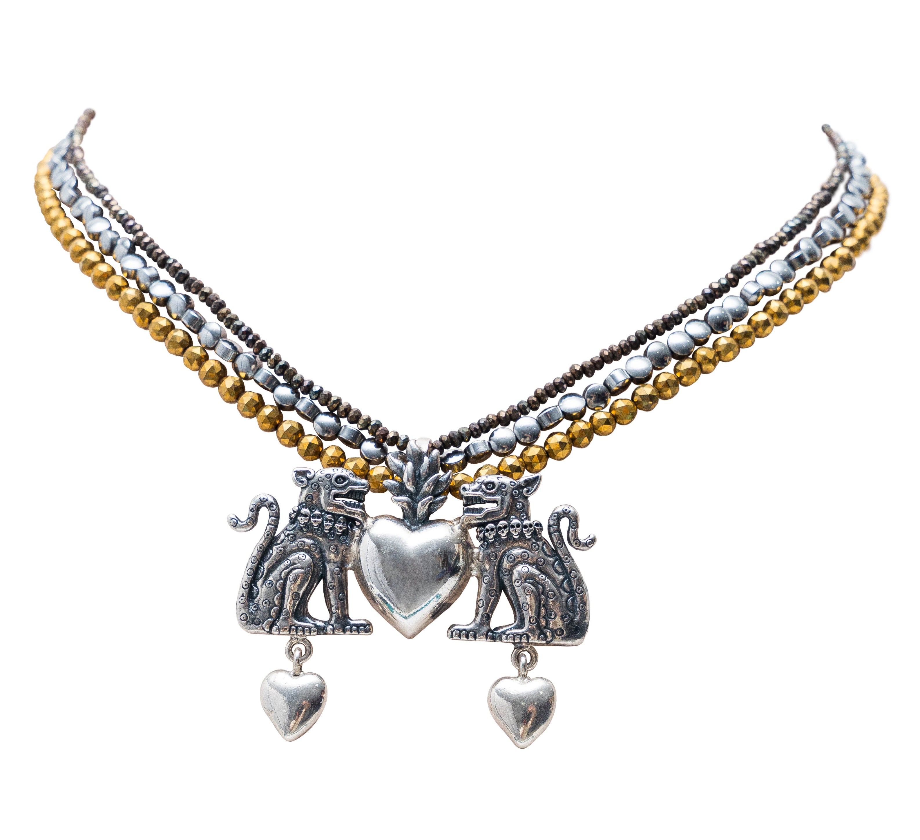 Collar Amores Salvajes, joya de plata .925, con hematita – Gabriela Sánchez (vista 2)