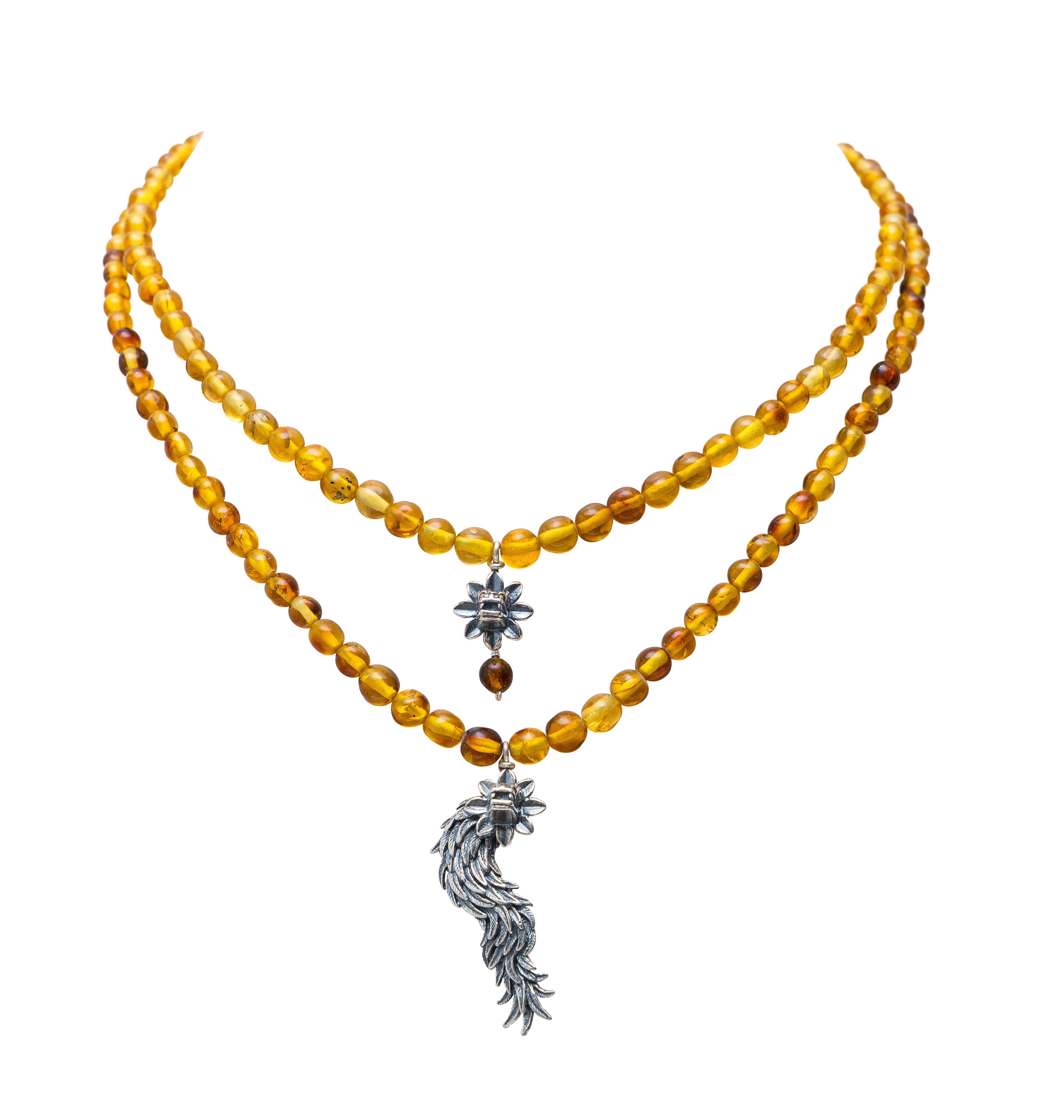 Collar Ascenso Sagrado de Quetzalcóatl, joya de plata .925, con ámbar – Gabriela Sánchez