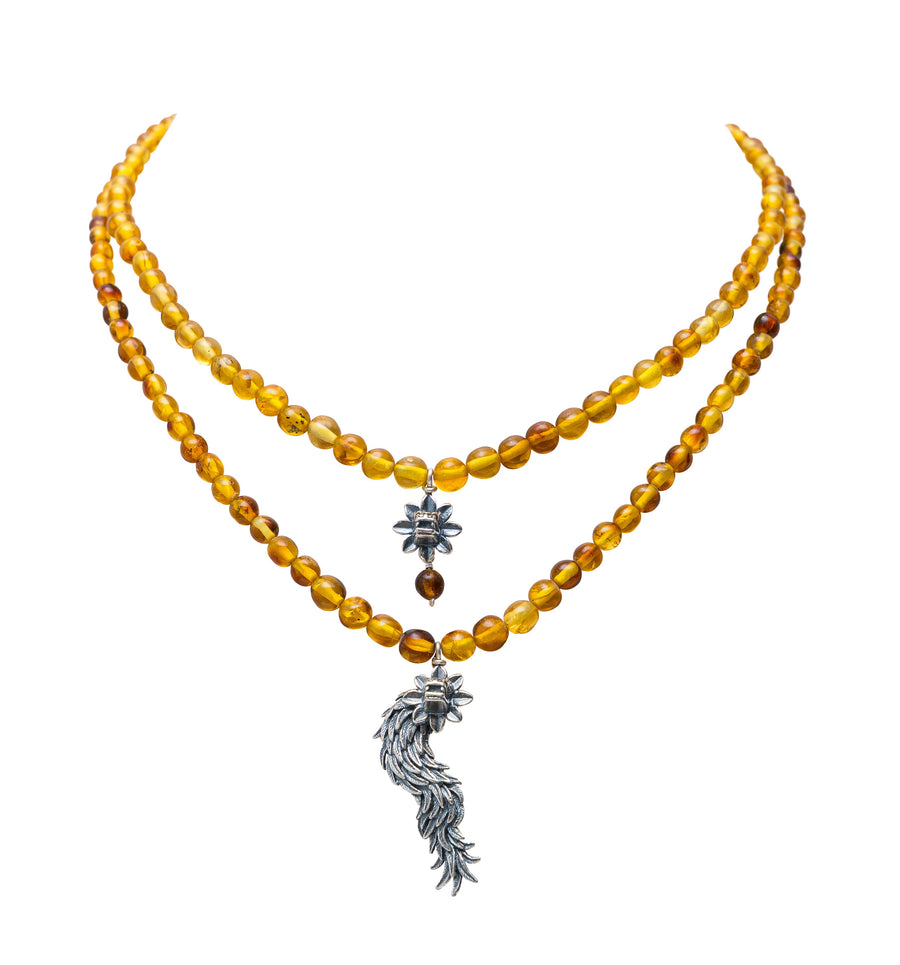 Collar Ascenso Sagrado de Quetzalcóatl, joya de plata .925, con ámbar – Gabriela Sánchez