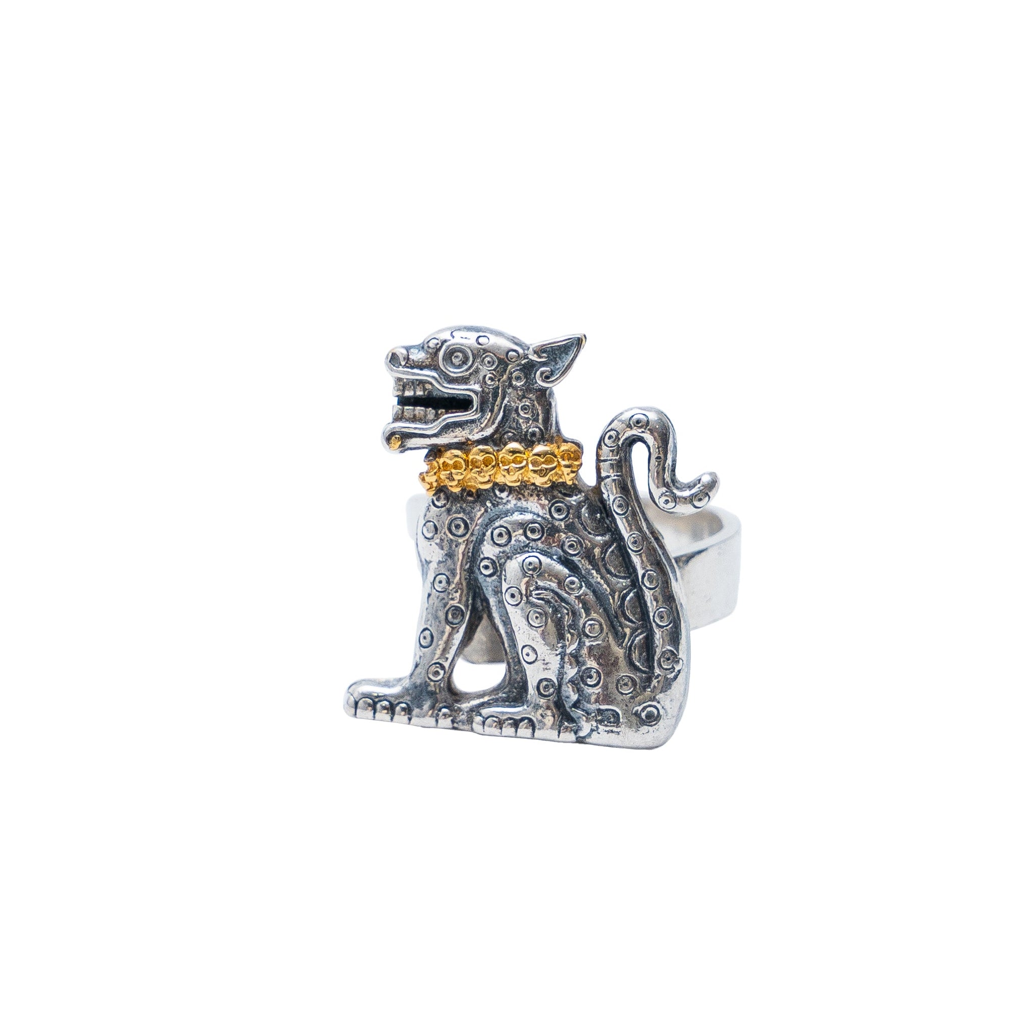 Anillo Guerrero Jaguar Dorado, joya de plata .925 – Gabriela Sánchez