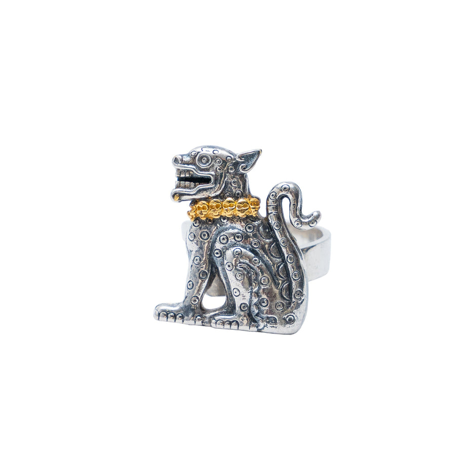 Anillo Guerrero Jaguar Dorado, joya de plata .925 – Gabriela Sánchez