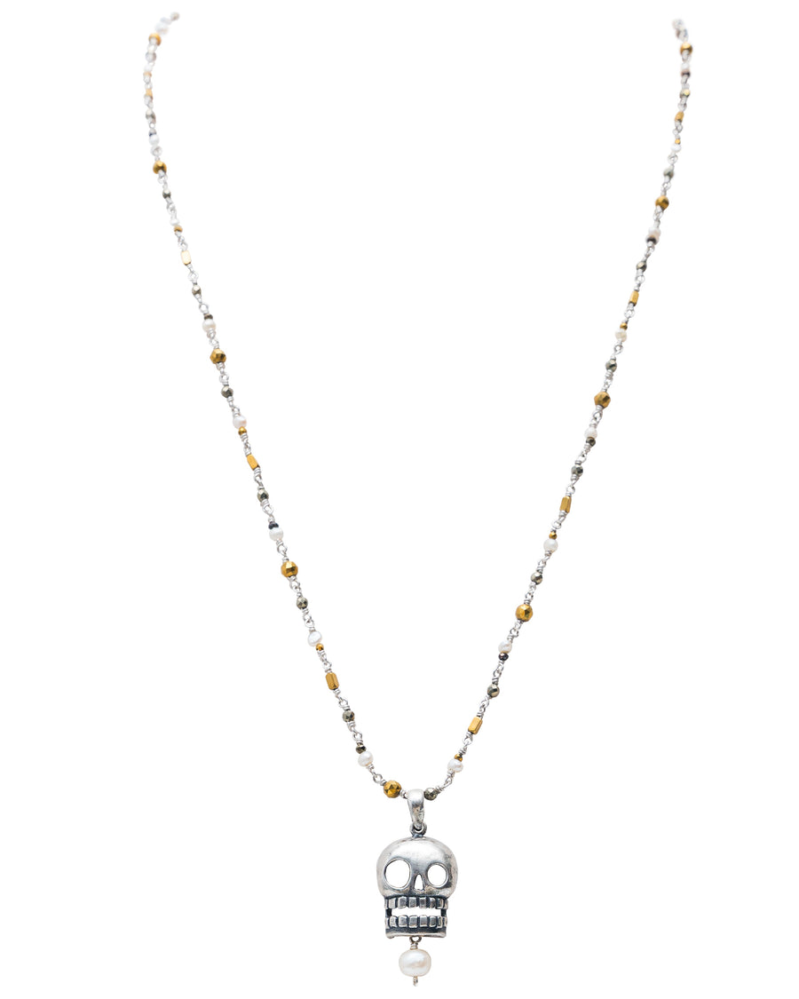 Collar Pintita, joya de plata .925, con hematita y pirita – Gabriela Sánchez (vista 2)