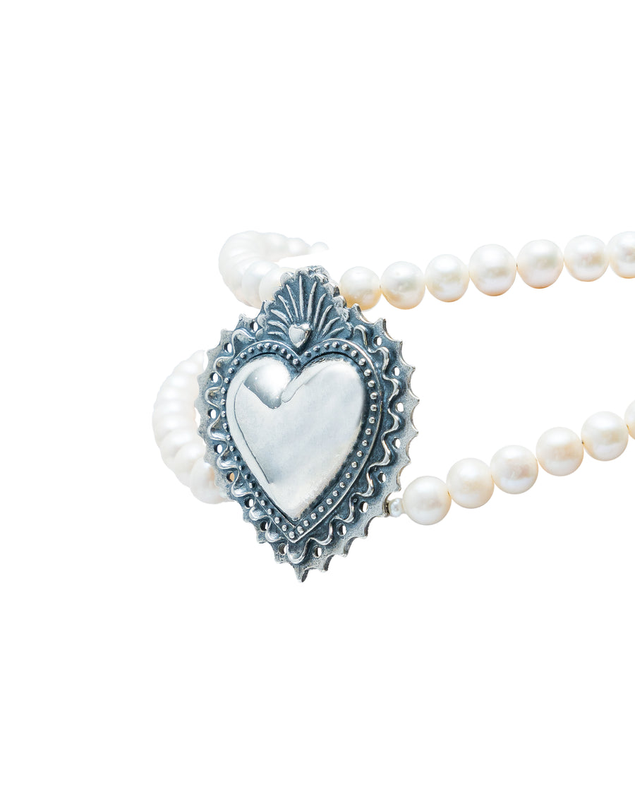 Gargantilla Corazón Heredado, joya de plata .925, con perla – Gabriela Sánchez (vista 3)
