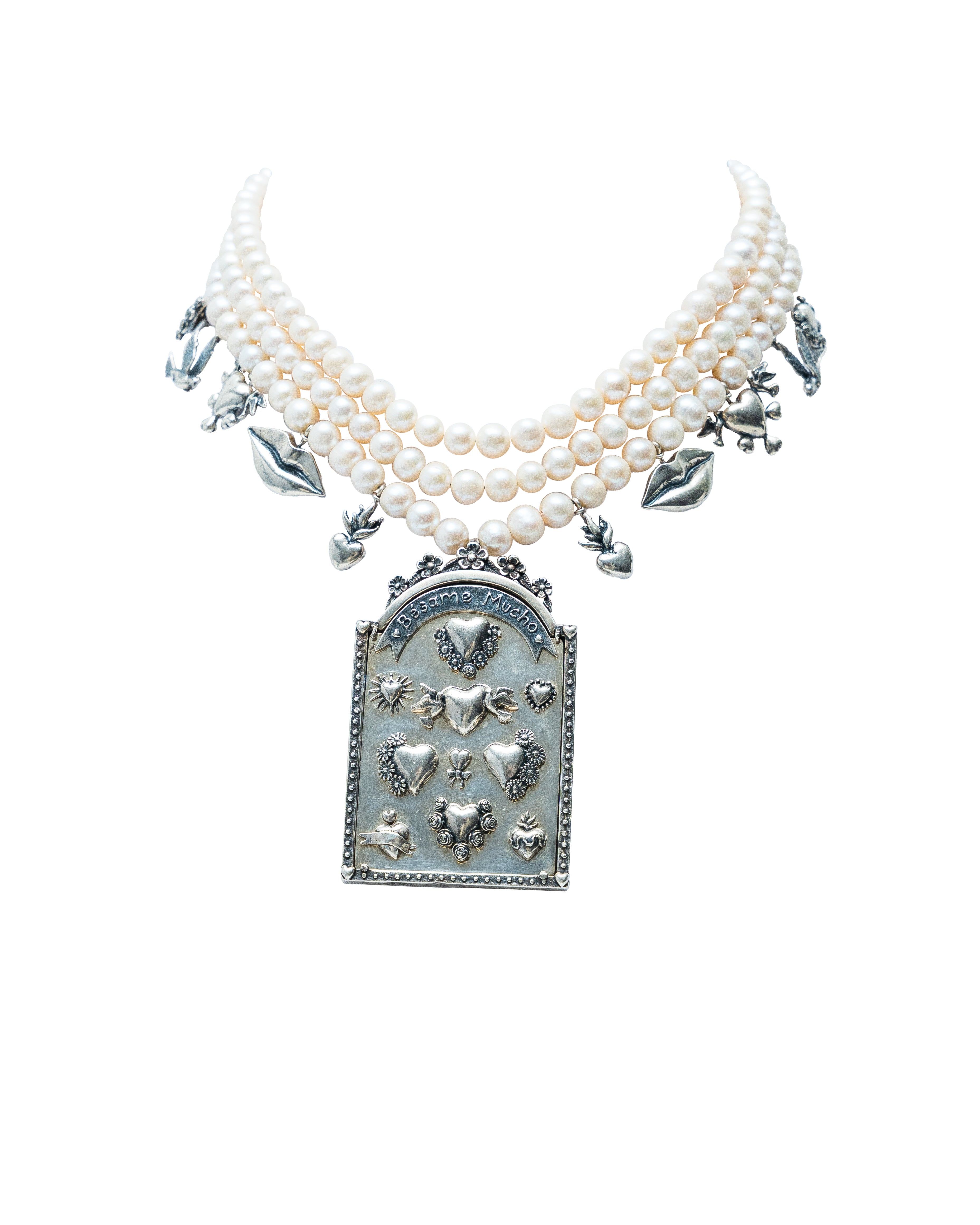 Collar Devoción del Corazón, joya de plata .925, con perla – Gabriela Sánchez