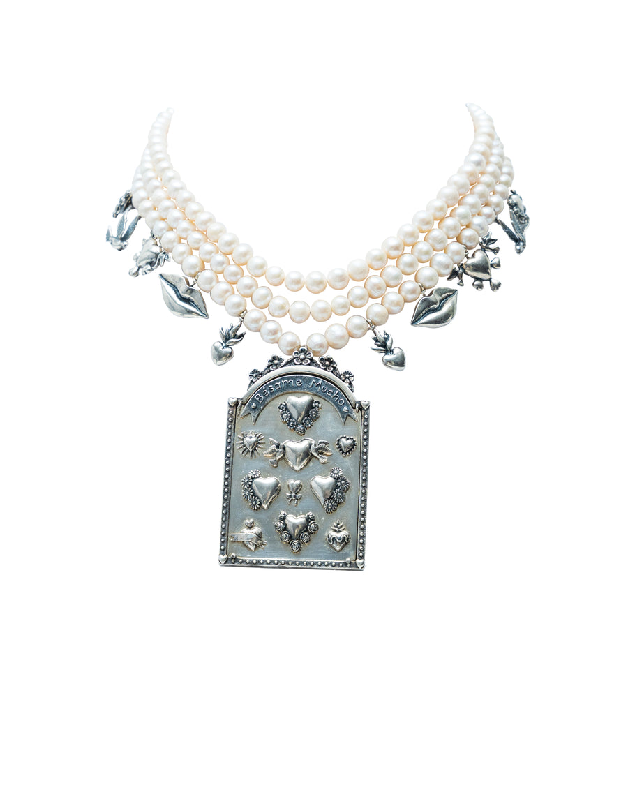 Collar Devoción del Corazón, joya de plata .925, con perla – Gabriela Sánchez