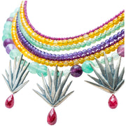 Collar Atardecer Bonito, joya de plata .925, con rubí y ámbar – Gabriela Sánchez (vista 2)
