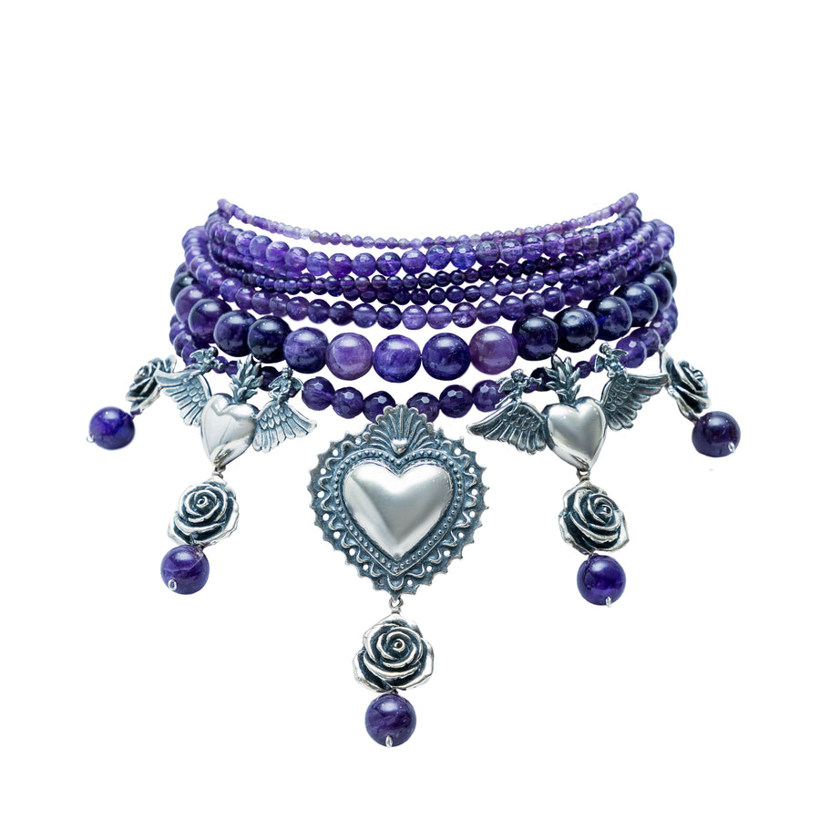 Gargantilla Promesa Violeta, joya de plata .925, con amatista – Gabriela Sánchez