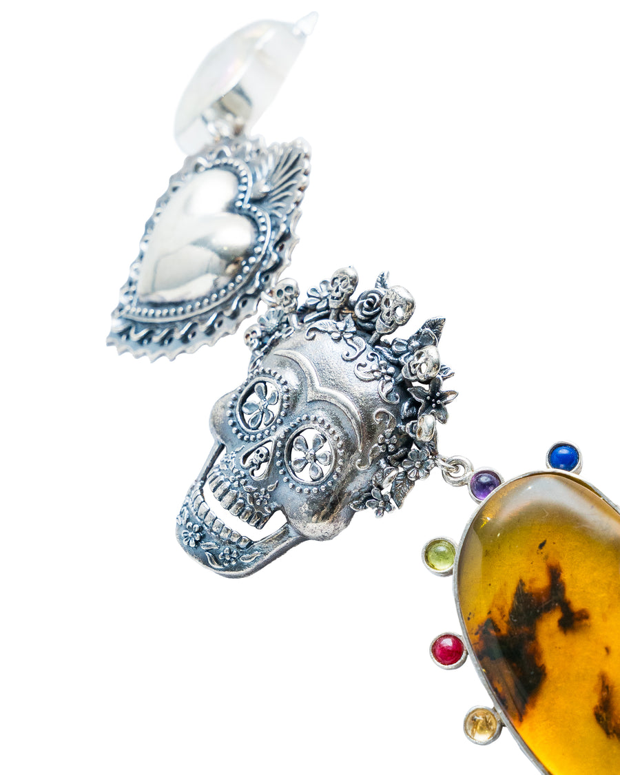 Collar Corazón Gabriela Sánchez, joya de plata .925, con ámbar – Gabriela Sánchez (vista 3)