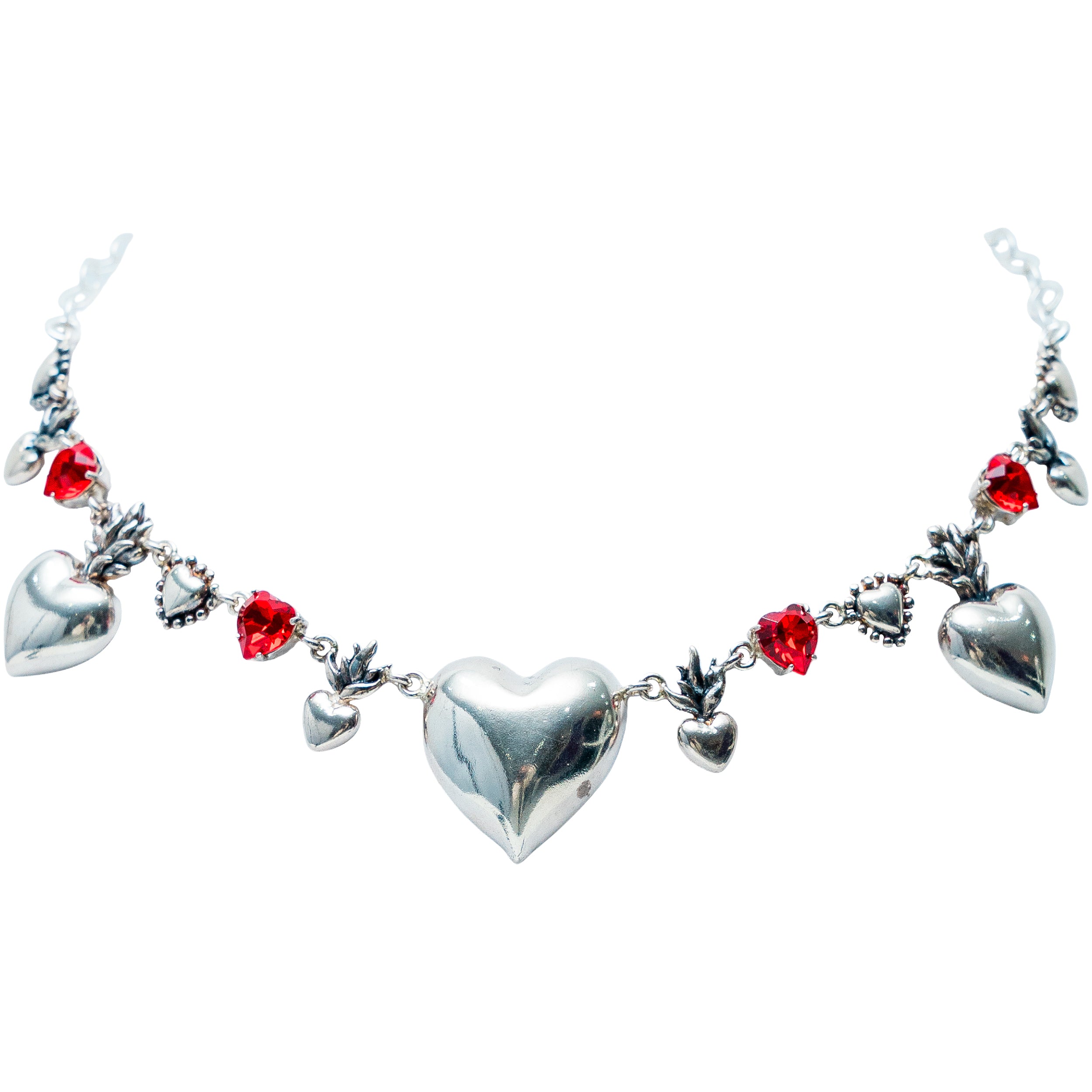 Gargantilla Corazón en Fuego, joya de plata .925, con cristal Swarovski – Gabriela Sánchez