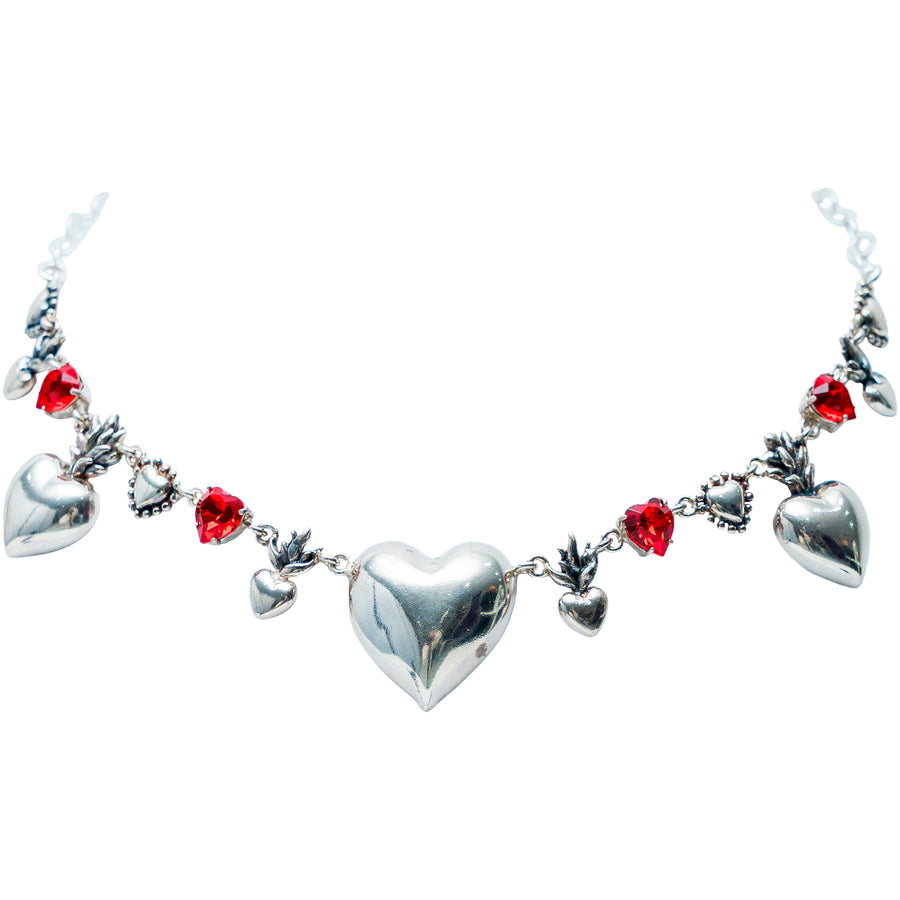 Gargantilla Corazón en Fuego, joya de plata .925, con cristal Swarovski – Gabriela Sánchez