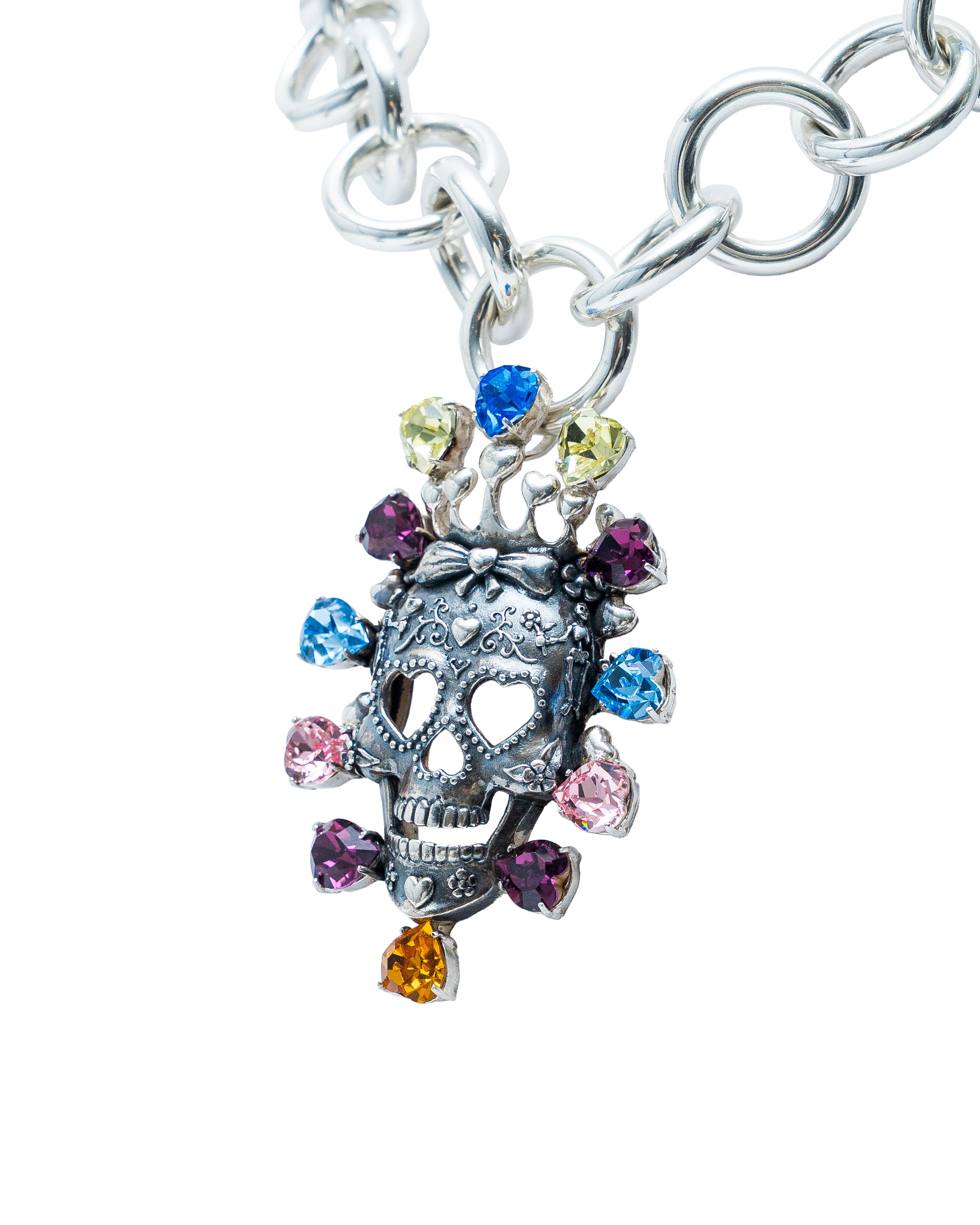 Collar Reina Rosa Colorida, joya de plata .925, con cristal Swarovski – Gabriela Sánchez (vista 2)