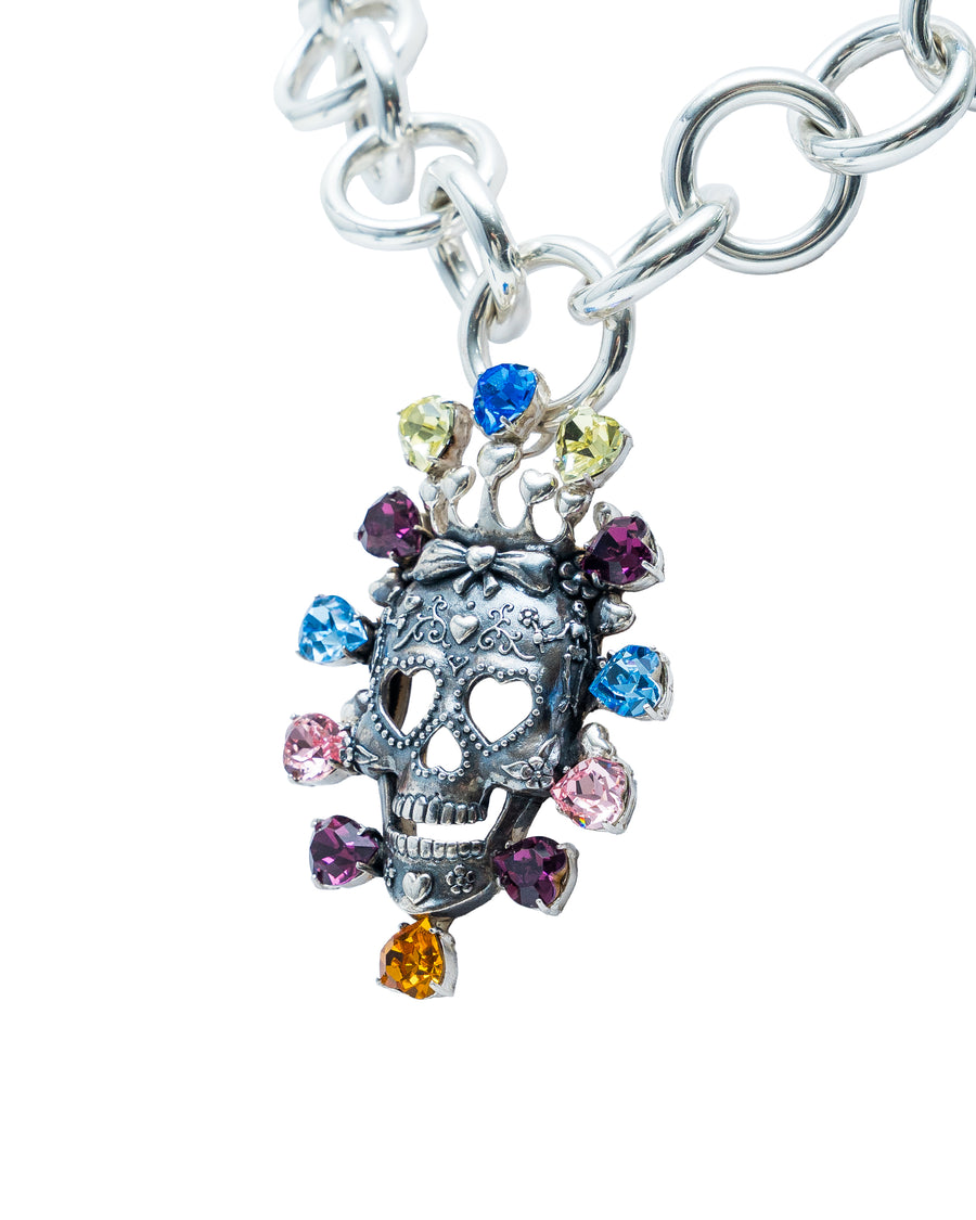 Collar Reina Rosa Colorida, joya de plata .925, con cristal Swarovski – Gabriela Sánchez (vista 2)
