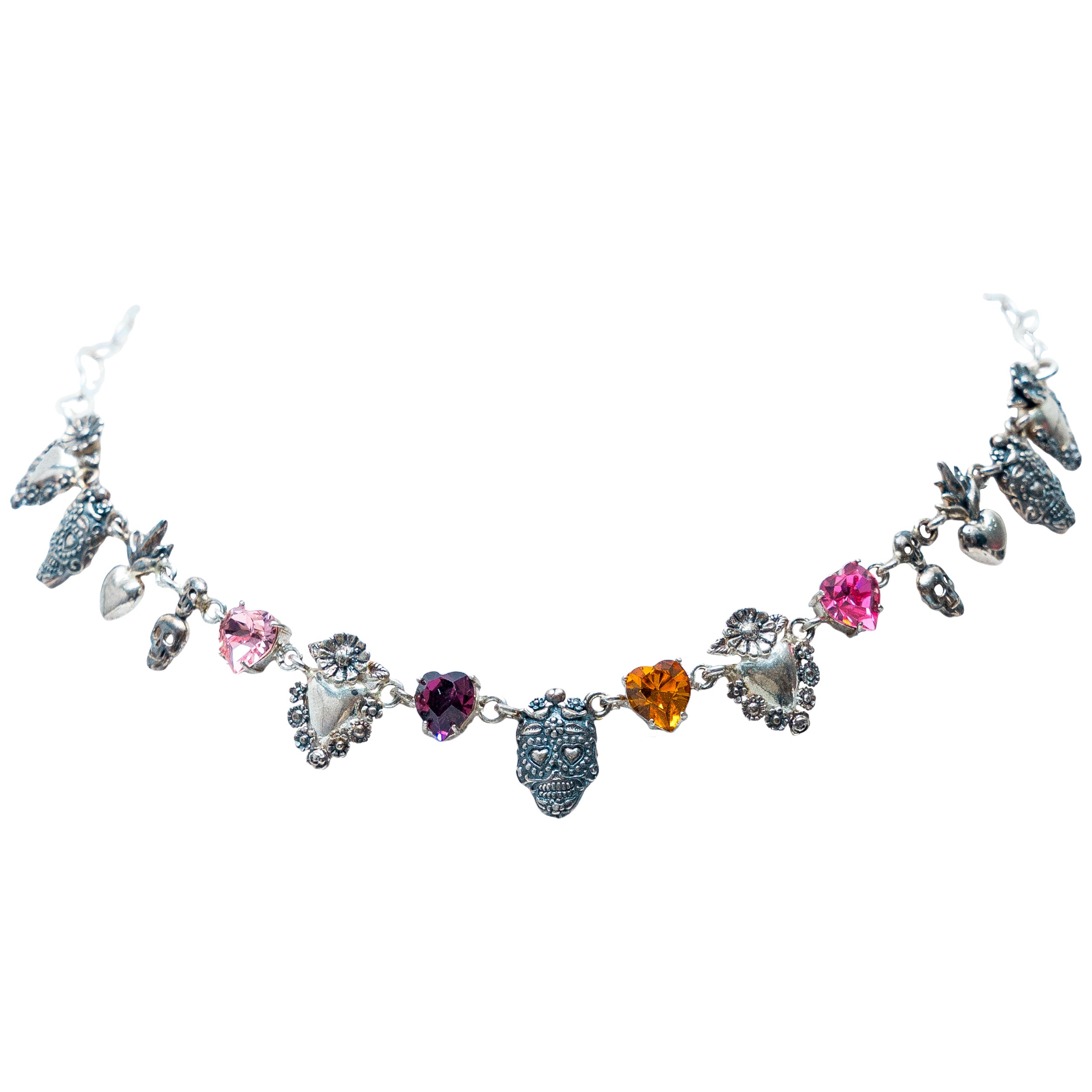 Gargantilla Cempasúchil y Copal, joya de plata .925, con cristal Swarovski – Gabriela Sánchez