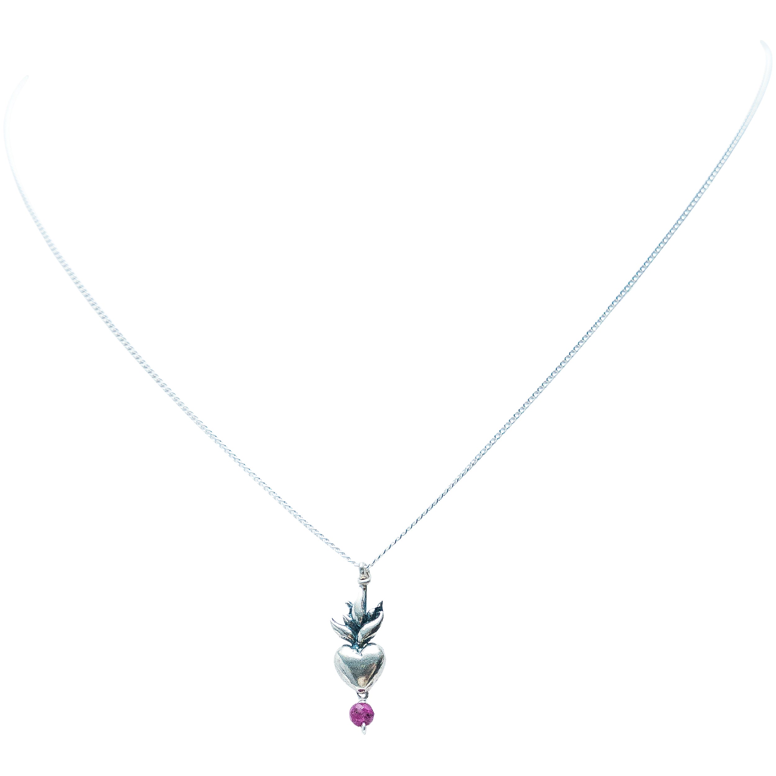 Dije Corazón con Flama Rubí, joya de plata .925 – Gabriela Sánchez