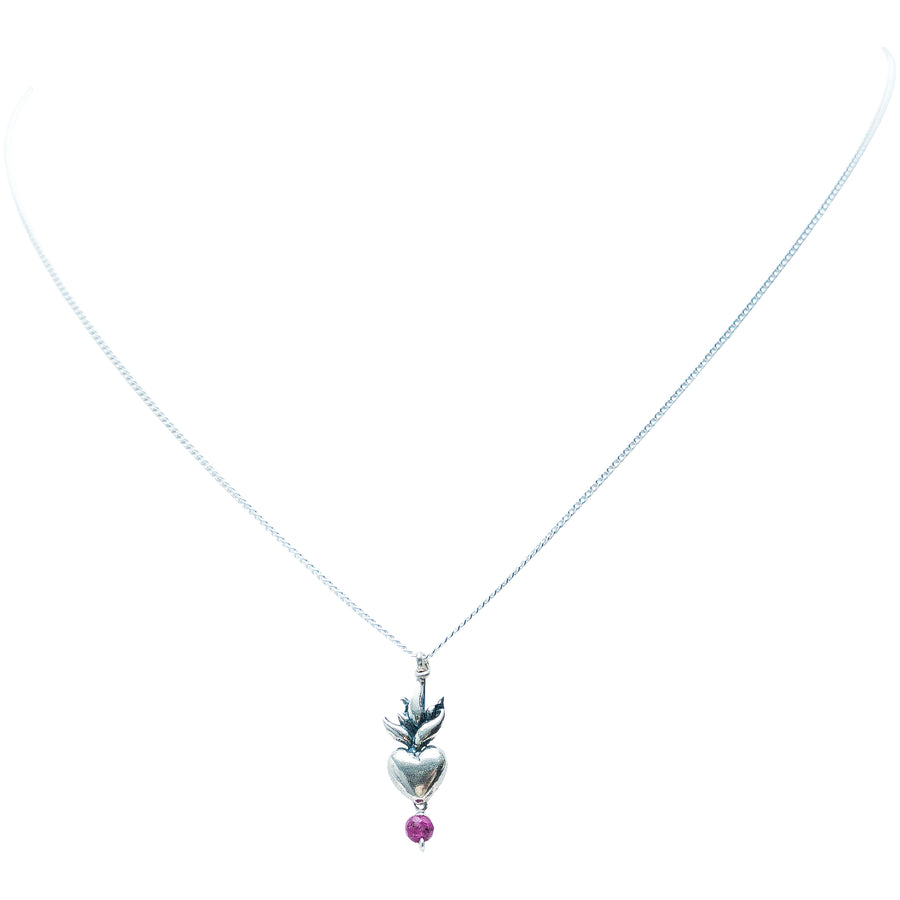 Dije Corazón con Flama Rubí, joya de plata .925 – Gabriela Sánchez