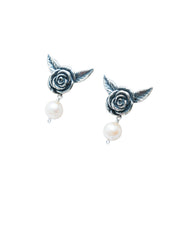 Aretes Flor Pura, joya de plata .925, con perla – Gabriela Sánchez (vista 2)