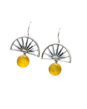 Aretes Rayito de Sol, joya de plata .925, con ámbar – Gabriela Sánchez (vista 2)