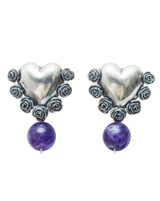 Aretes Latido Florido, joya de plata .925, con amatista – Gabriela Sánchez