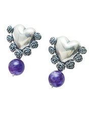 Aretes Latido Florido, joya de plata .925, con amatista – Gabriela Sánchez (vista 3)