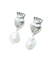 Aretes Corazón Corona Perla Barroca, joya de plata .925 – Gabriela Sánchez (vista 3)