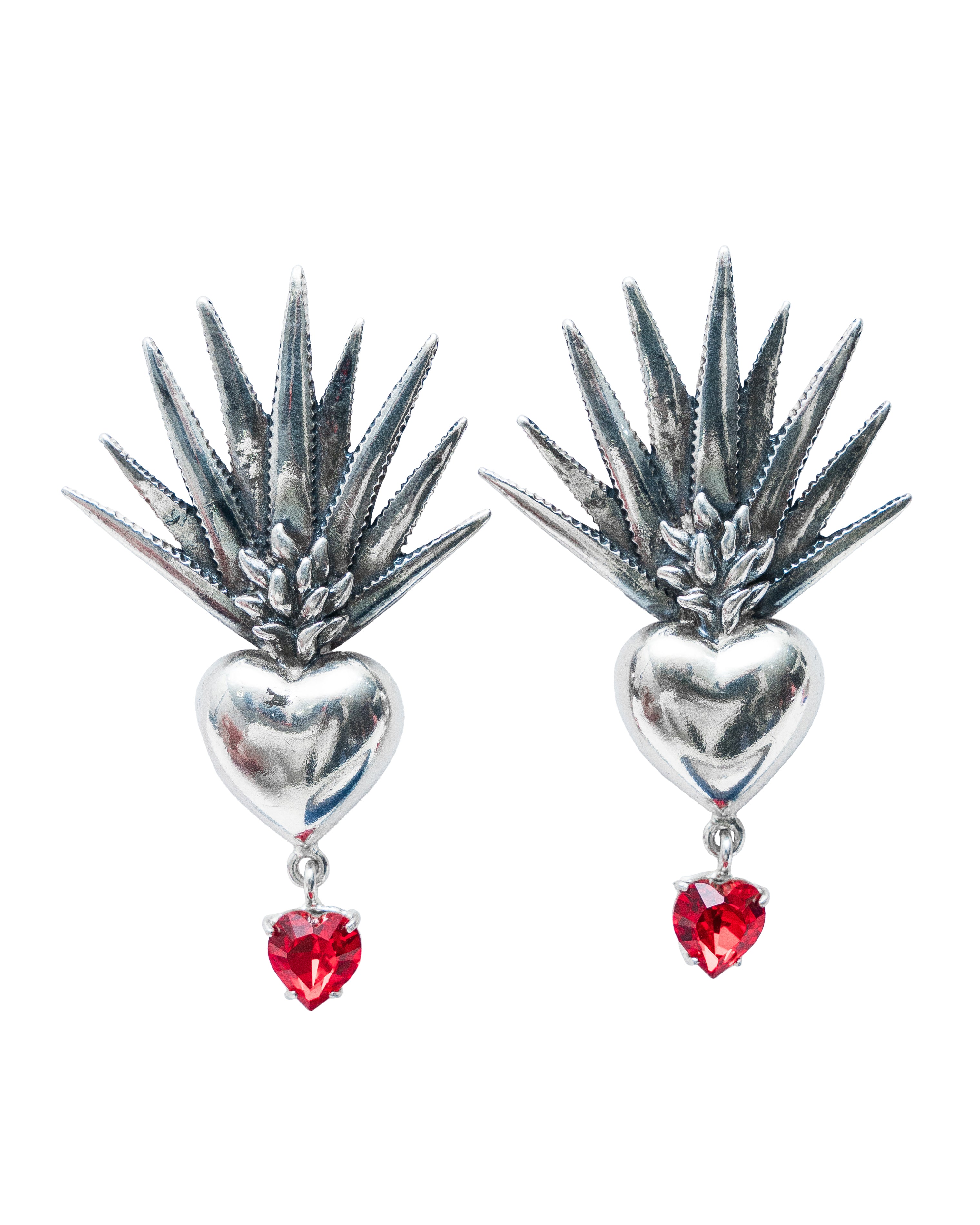 Aretes Latido del Agave, joya de plata .925, con cristal Swarovski – Gabriela Sánchez
