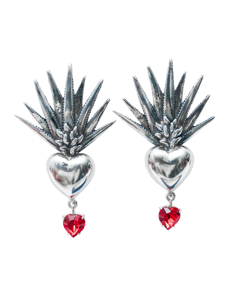 Aretes Latido del Agave, joya de plata .925, con cristal Swarovski – Gabriela Sánchez