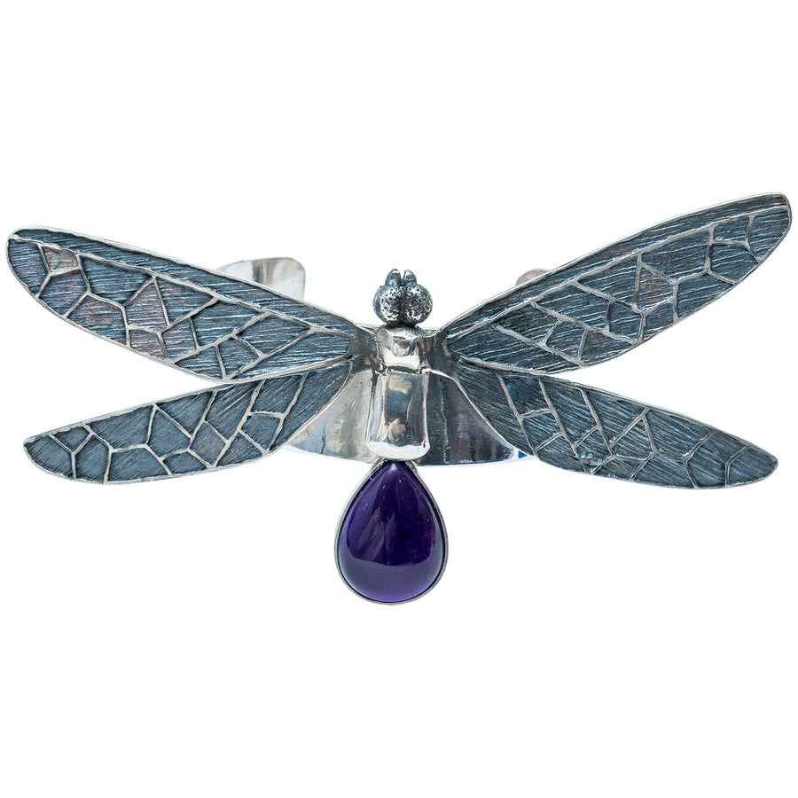 Brazalete Vuelo de Recuerdo, joya de plata .925, con amatista – Gabriela Sánchez (vista 4)