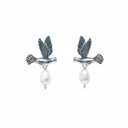 Aretes Plumitas de Perla, joya de plata .925 – Gabriela Sánchez