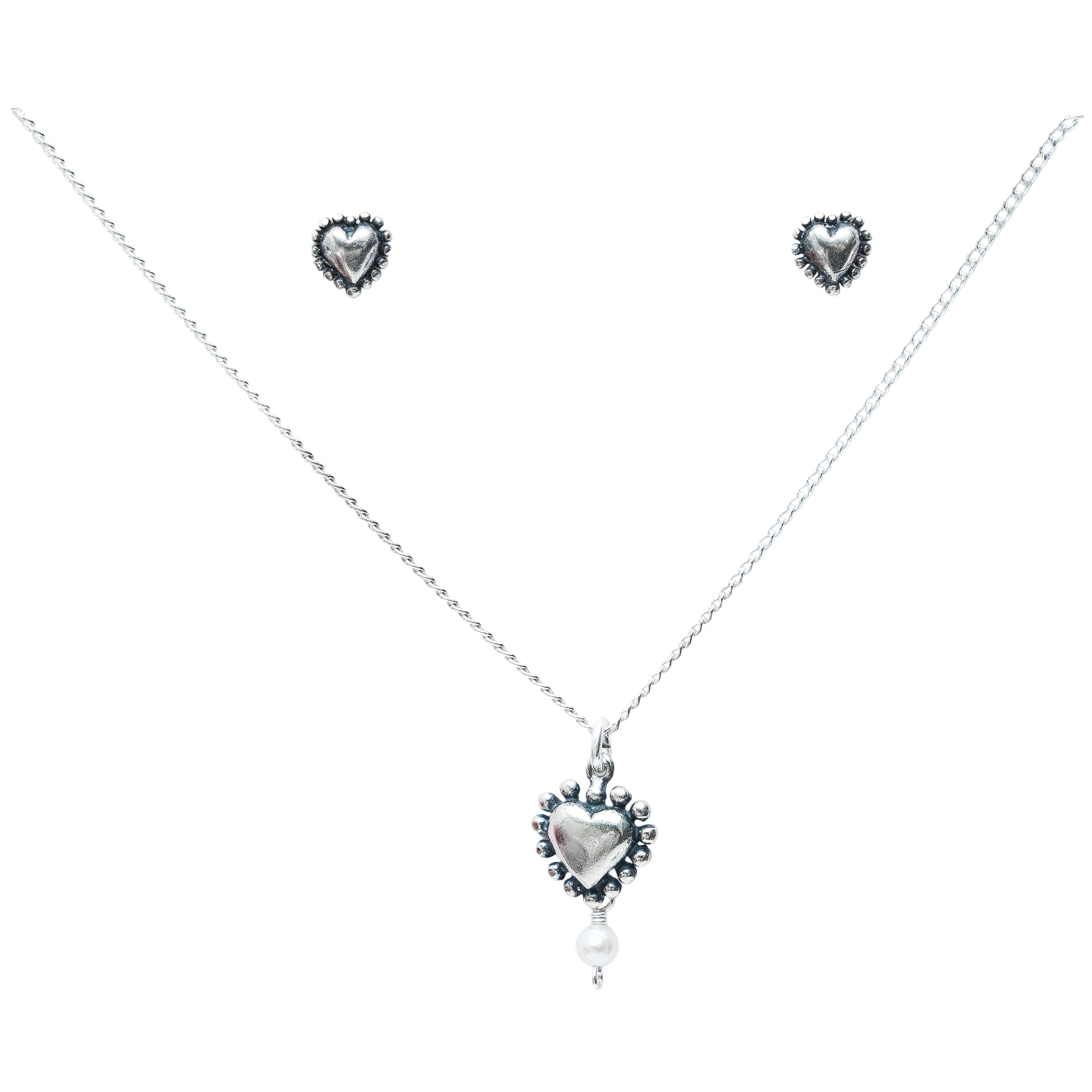 Set Corazón con Perla, joya de plata .925 – Gabriela Sánchez