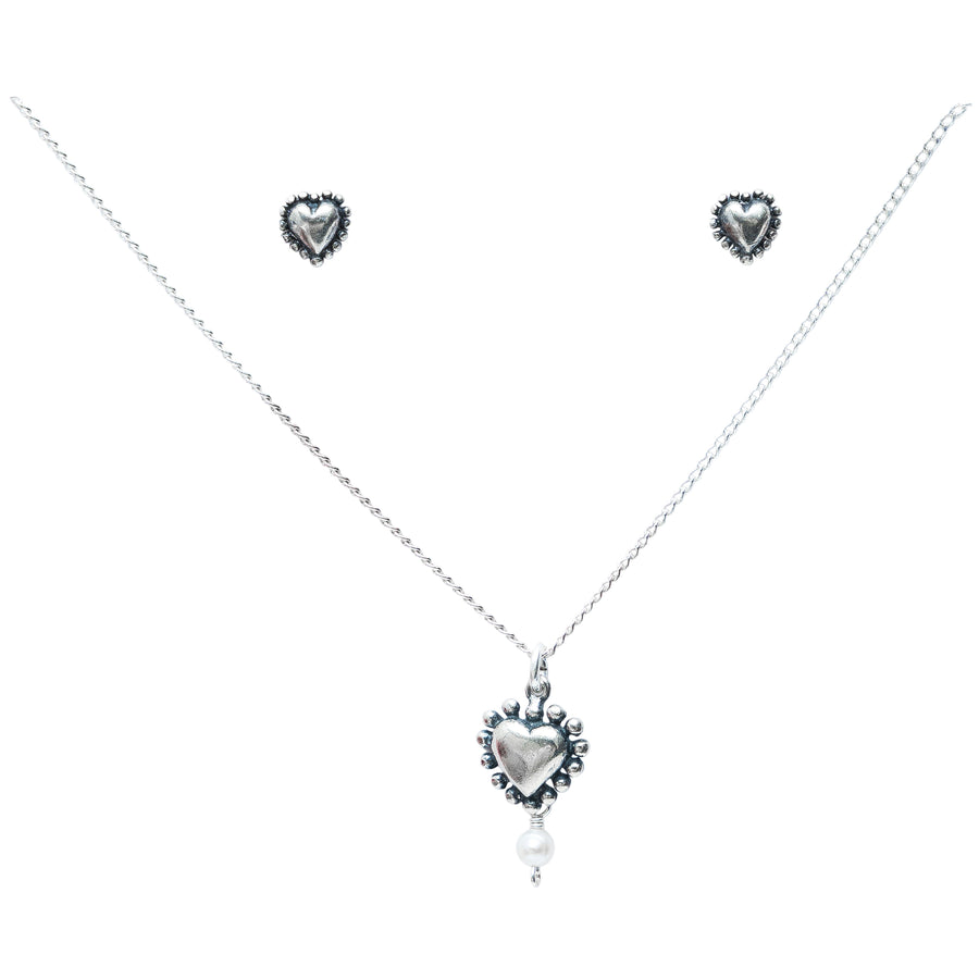 Set Corazón con Perla, joya de plata .925 – Gabriela Sánchez