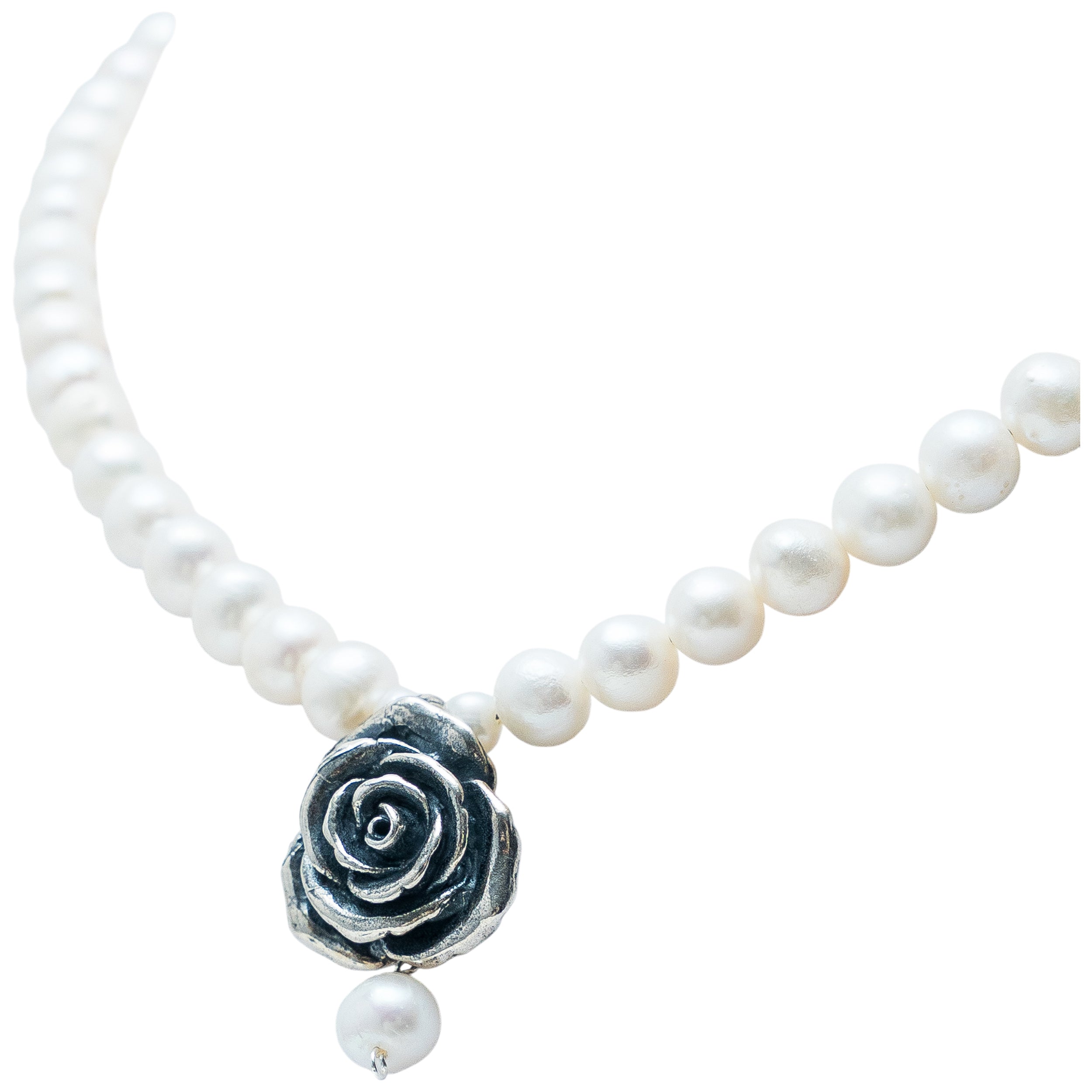 Gargantilla Rosa Eterna, joya de plata .925, con perla – Gabriela Sánchez (vista 2)