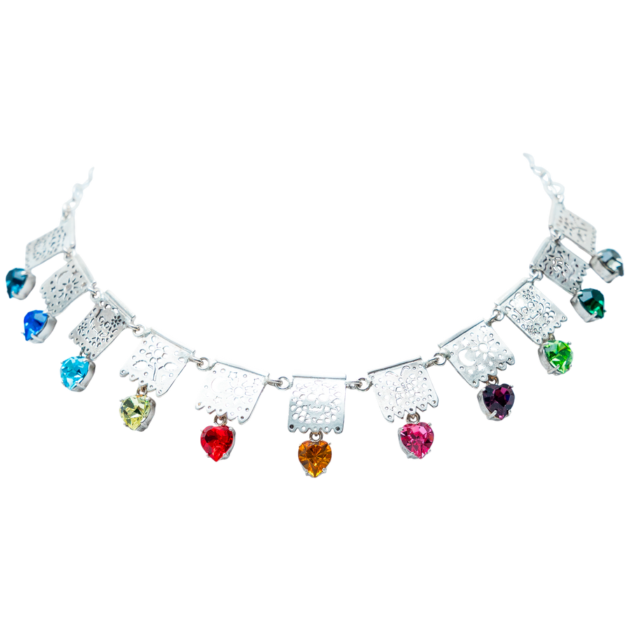 Gargantilla Calaverita de Azúcar, joya de plata .925, con cristal Swarovski – Gabriela Sánchez