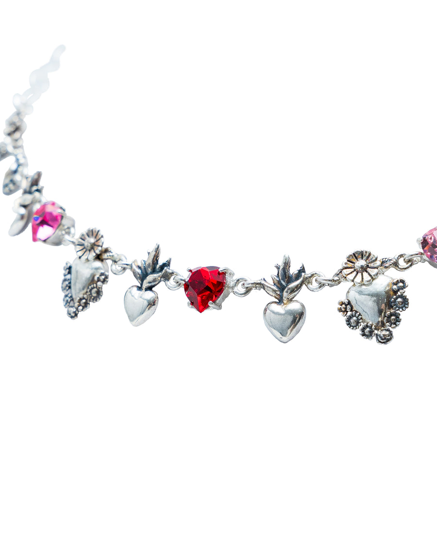 Gargantilla Corazón Rosa, joya de plata .925, con cristal Swarovski – Gabriela Sánchez (vista 4)