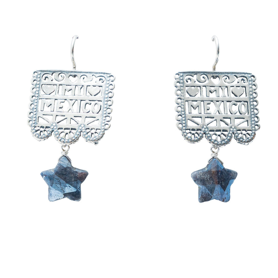Aretes Estrella de Mi México, joya de plata .925, con labradorita – Gabriela Sánchez
