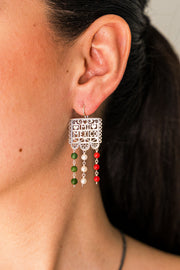 Aretes orgullo Mexicano, joya de plata .925, con jade y perla – Gabriela Sánchez (vista 2)