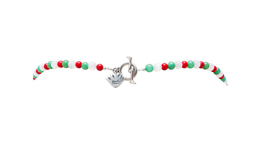 Collar Bandera, joya de plata .925, con coral y jade – Gabriela Sánchez (vista 3)