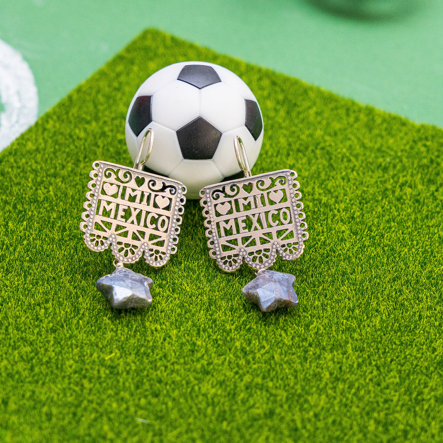 Aretes Estrella de Mi México, joya de plata .925, con labradorita – Gabriela Sánchez (vista 3)