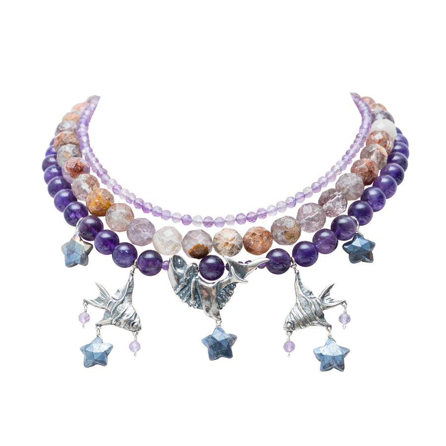 Collar Pez Estrella, joya de plata .925, con amatista – Gabriela Sánchez