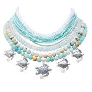 Collar Agua Turquesa, joya de plata .925, con perla – Gabriela Sánchez