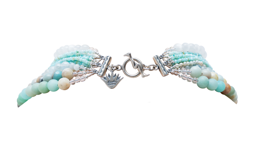 Collar Agua Turquesa, joya de plata .925, con perla – Gabriela Sánchez (vista 5)