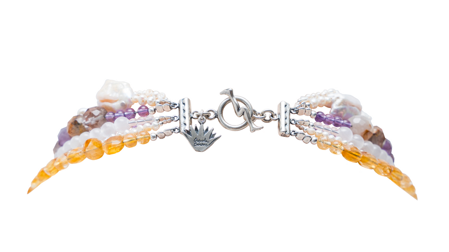 Collar Leyendas, joya de plata .925, con perla y citrina – Gabriela Sánchez (vista 3)