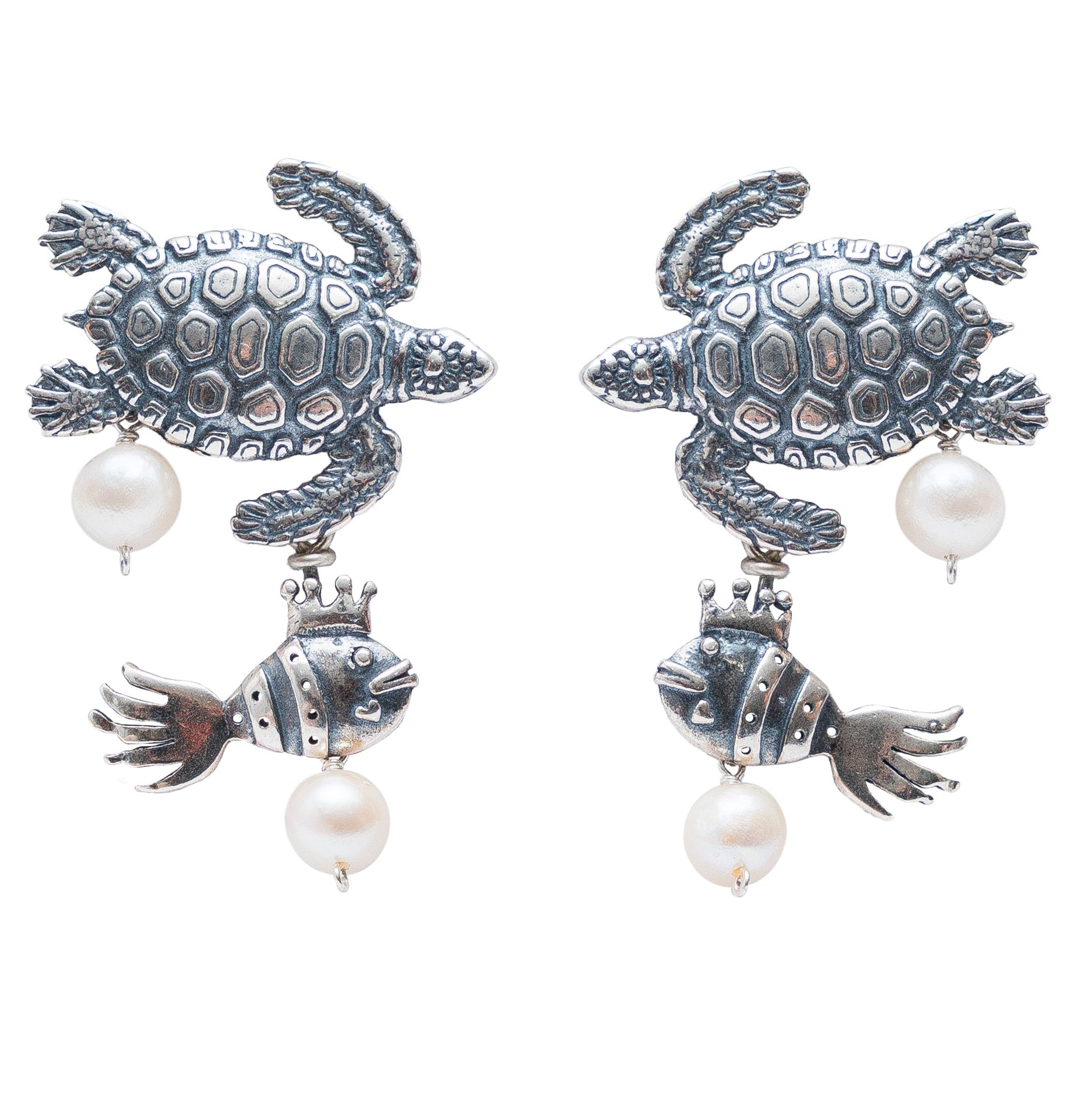 Aretes Madres Marinas, joya de plata .925, con perla – Gabriela Sánchez