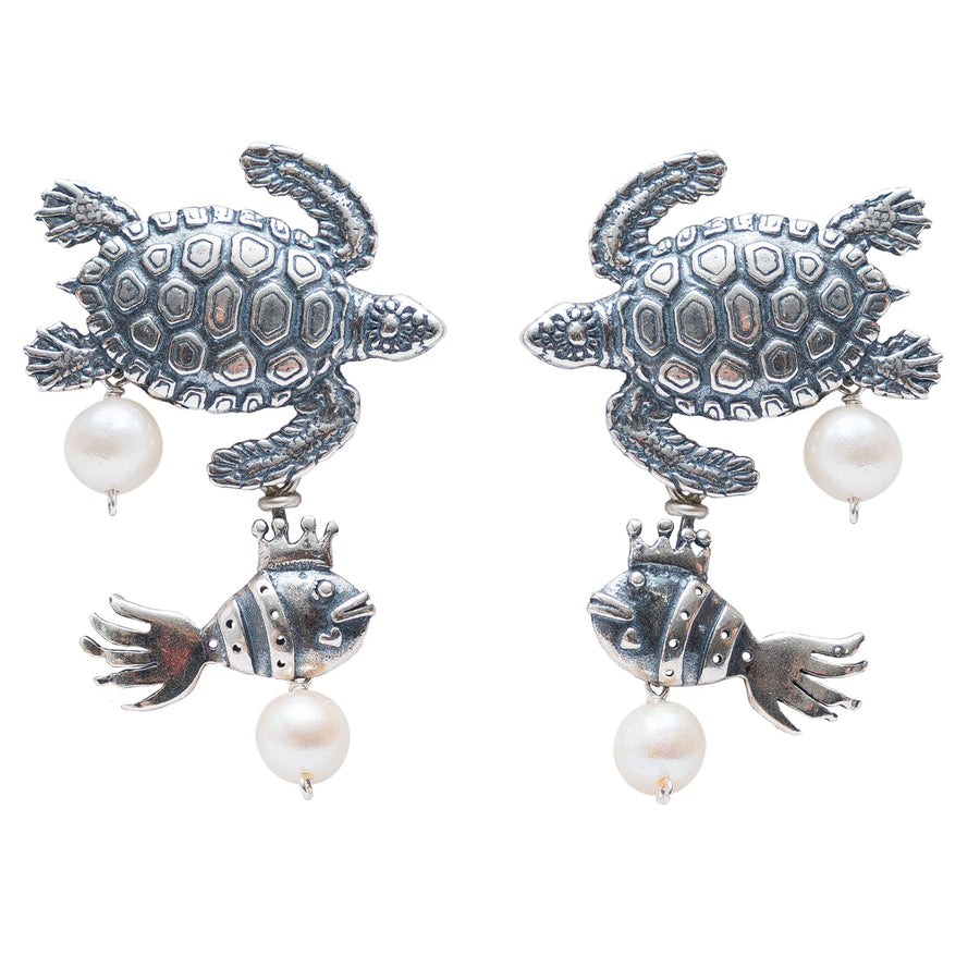 Aretes Madres Marinas, joya de plata .925, con perla – Gabriela Sánchez