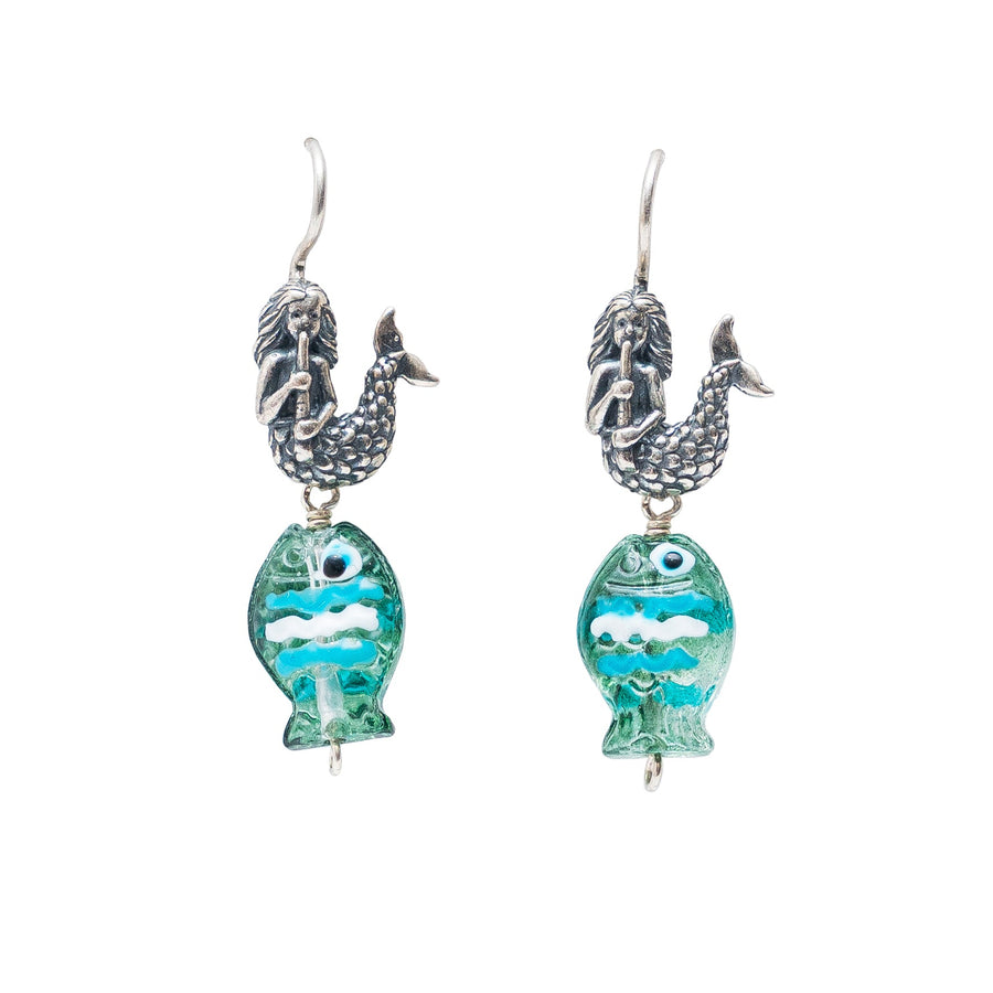 Aretes Baila Sirena, joya de plata .925, con resina – Gabriela Sánchez