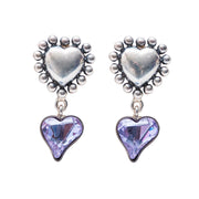 Aretes Corazón Púrpura, joya de plata .925, con cristal Swarovski – Gabriela Sánchez