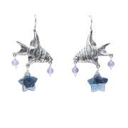 Aretes Pez Estrella, joya de plata .925, con amatista y labradorita – Gabriela Sánchez