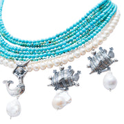 Collar Reina Sirena, joya de plata .925, con turquesa y perla – Gabriela Sánchez (vista 6)