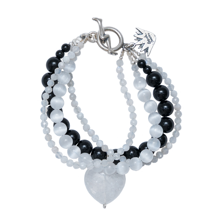 Pulsera Sal de Mar, joya de plata .925, con selenita y ónix – Gabriela Sánchez (vista 2)